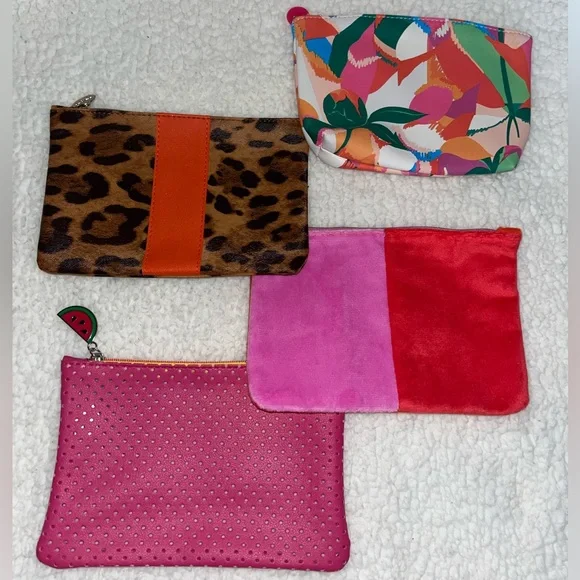 Ipsy Cosmetic Bags Set - Leopard, Floral, Pink, Red - Picture 1 of 5